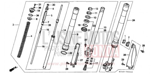 FRONT FORK (CR125RS/RT/RV) CR125RS de 1995